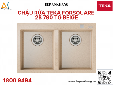 Chậu rửa Teka ForSquare 2B 790 TG màu Beige - Chất liệu đá Thạch Anh - Xuất xứ Italia